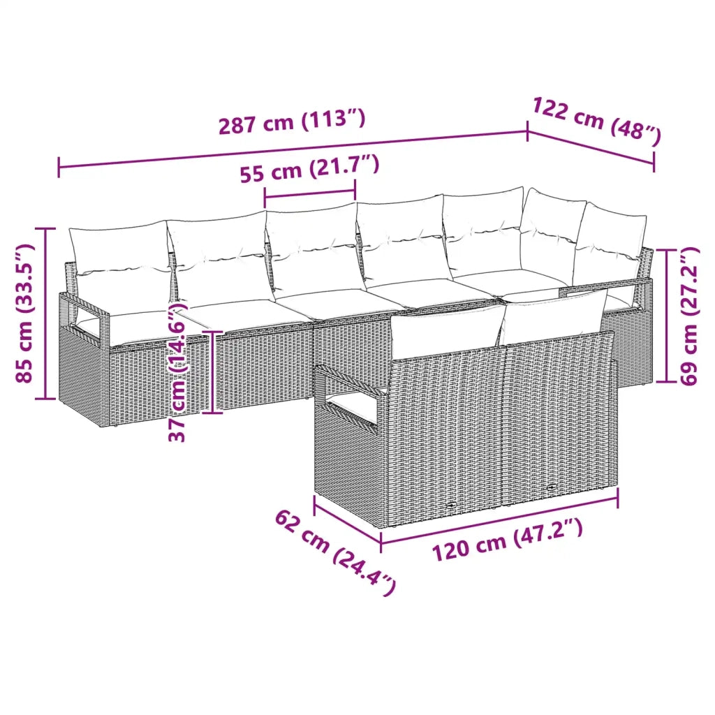 Set di divani 8 pcs Grigio polyrattan 3346435