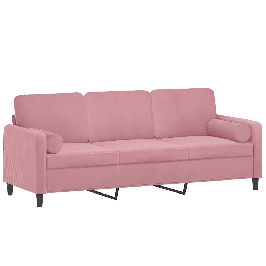 Divano a 3 Posti con Cuscini-Sofa 3 Posti con Cuscini Rosa 180 cm in Velluto 996147