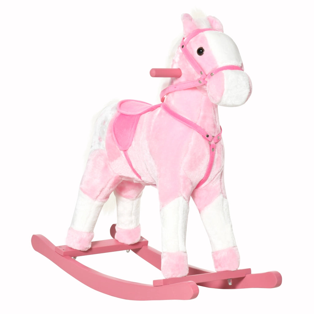 Cavallo a Dondolo in Peluche ¨C Xylo ¨C Rosa con Suoni, 74x28x65 cm