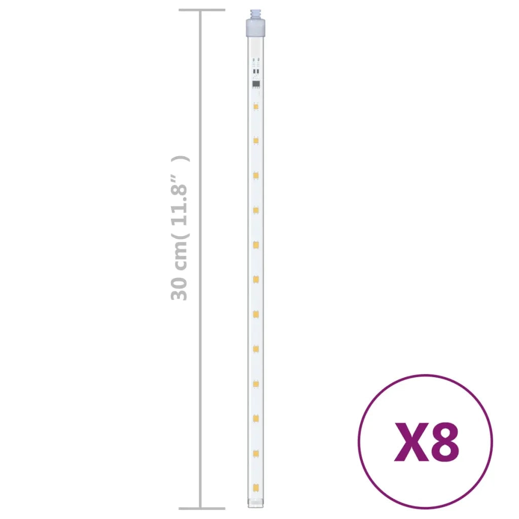 Luci Meteoriche 8 pz 30cm Bianco Caldo 192 LED Interni Esterni 328544