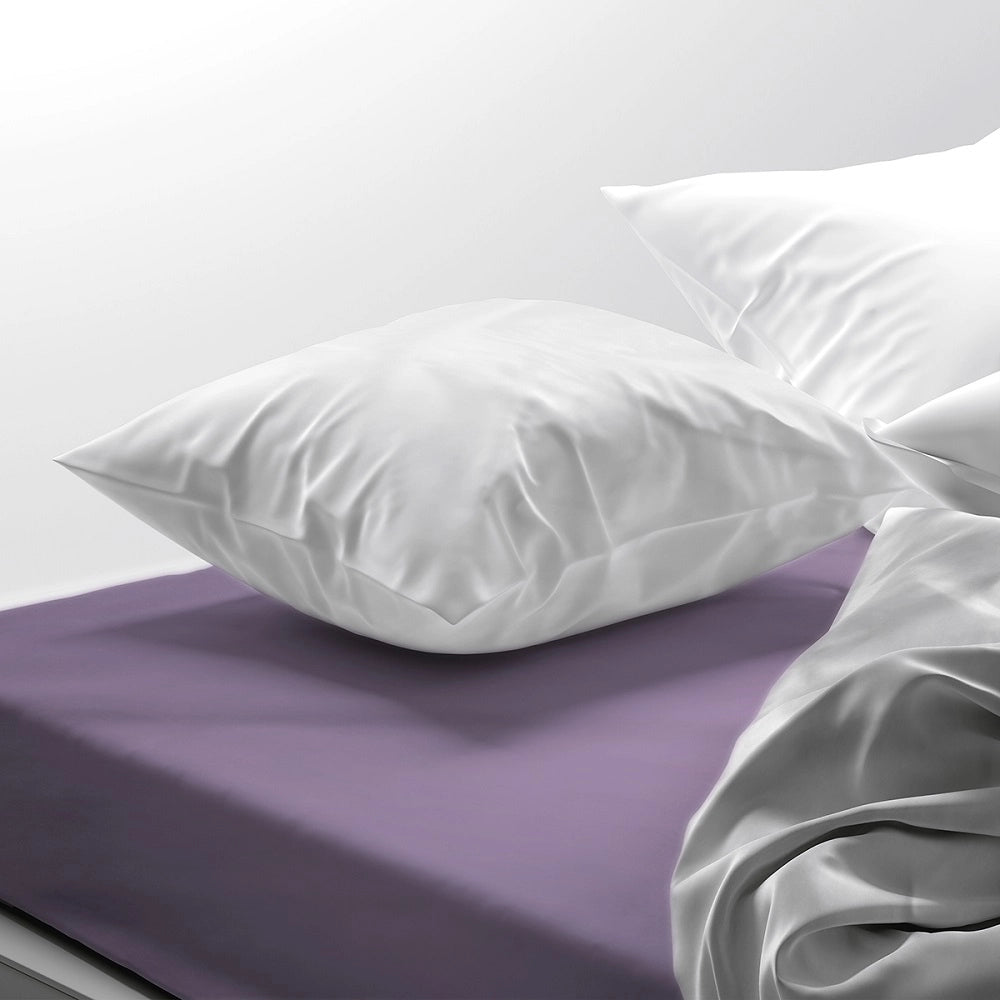 Lenzuolo letto sotto con angoli 100% puro cotone Made in Italy tinta unita Lilla - 2 Piazze maxi