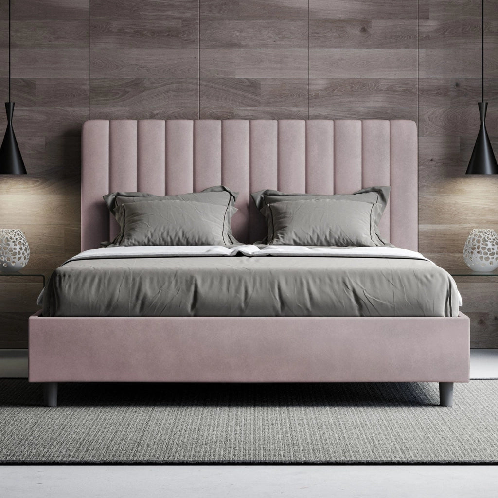 ityhome Letto matrimoniale king size con rete imbottito 170x190 microfibra glicine Agueda