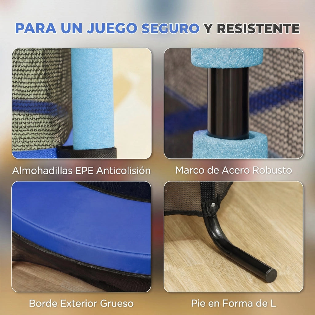 Trampolino per Bambini ¨C Minimal ¨C ?163 cm Blu con Rete di Sicurezza e Telaio in Acciaio 50 kg