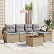 Set Divano da Giardino con cuscino 6 pcs Beige polyrattan