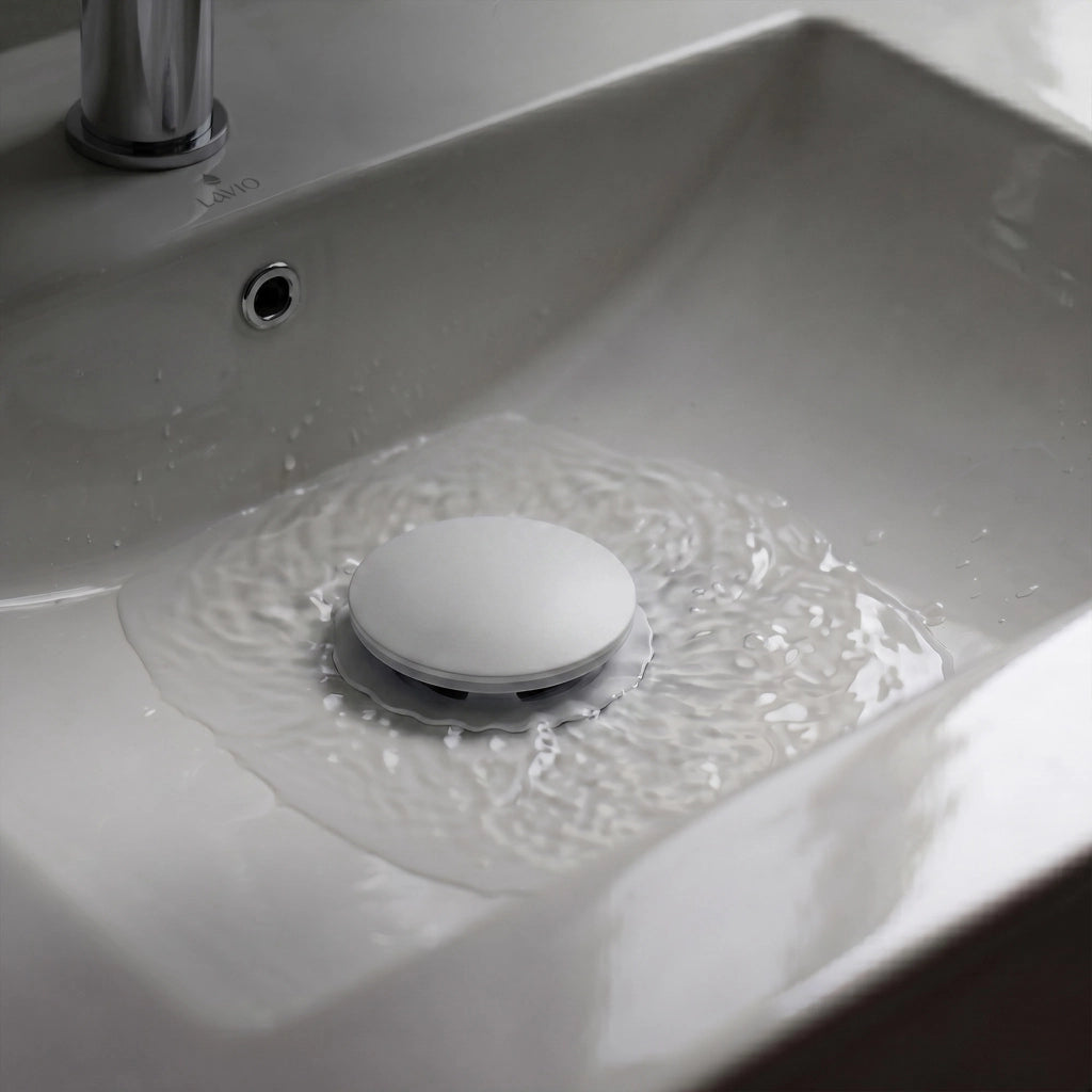 Piletta Click Clack lavabo senza troppo pieno acciaio inossidabile Bianco