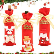 Sacchetto per bottiglie di vino - 3 pezzi - Set di regali - Decorazioni da tavola - Bottiglie di vino - Ideale per Natale - Multifunzionale
