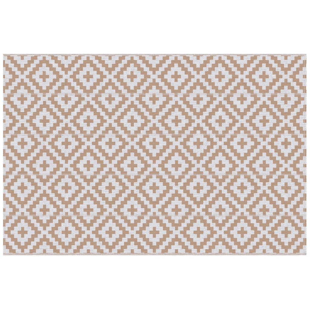 Tappeto da esterno reversibile motivo geometrico ¨C Xylo ¨C polipropilene bianco beige 274x182 cm