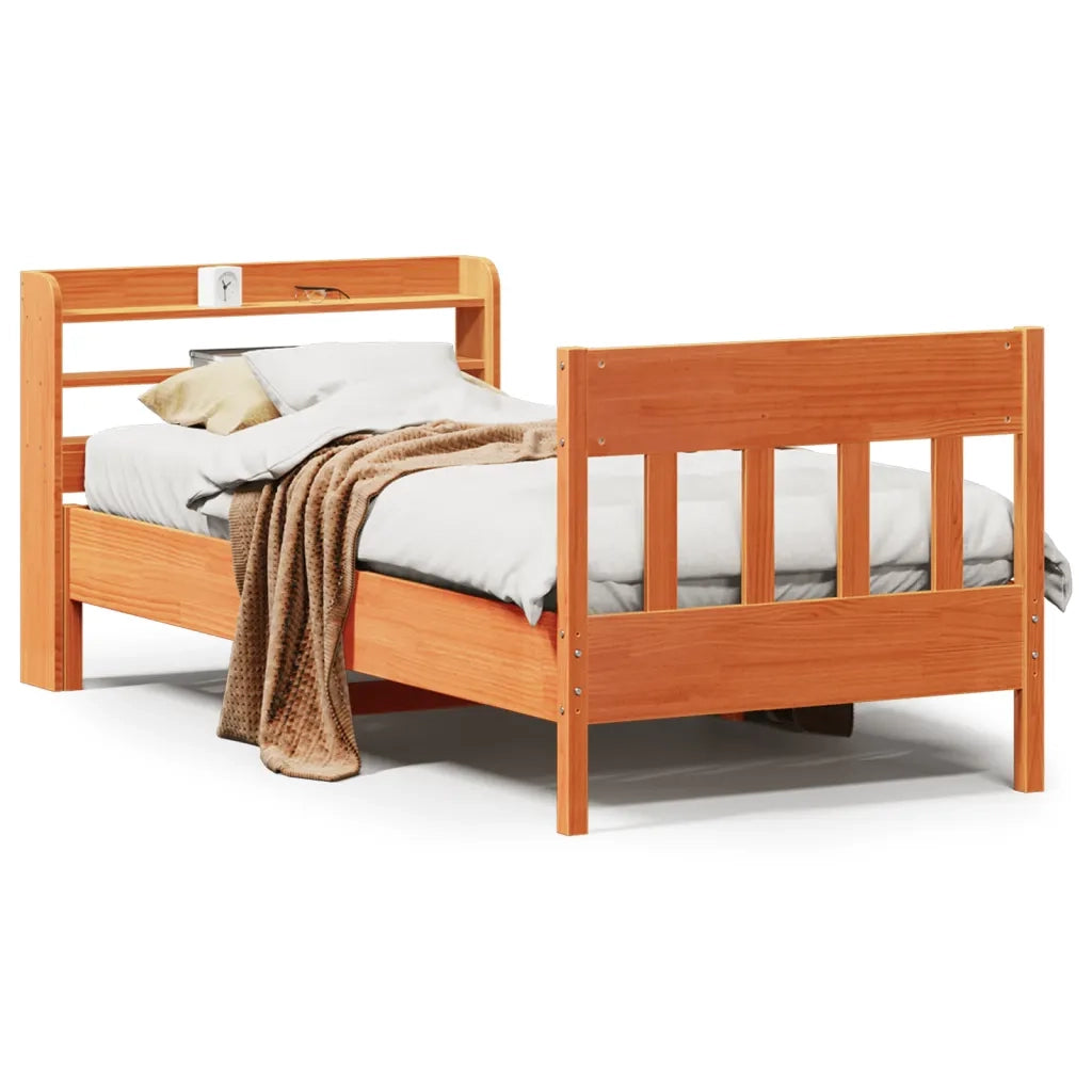 Letto senza Materasso Marrone Cera 75x190 cm in Legno di Pino