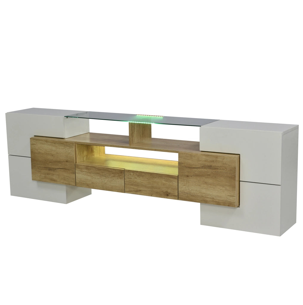Mobile TV 200x35x60 cm; ampio spazio con LED multicolore; MDF; colore naturale