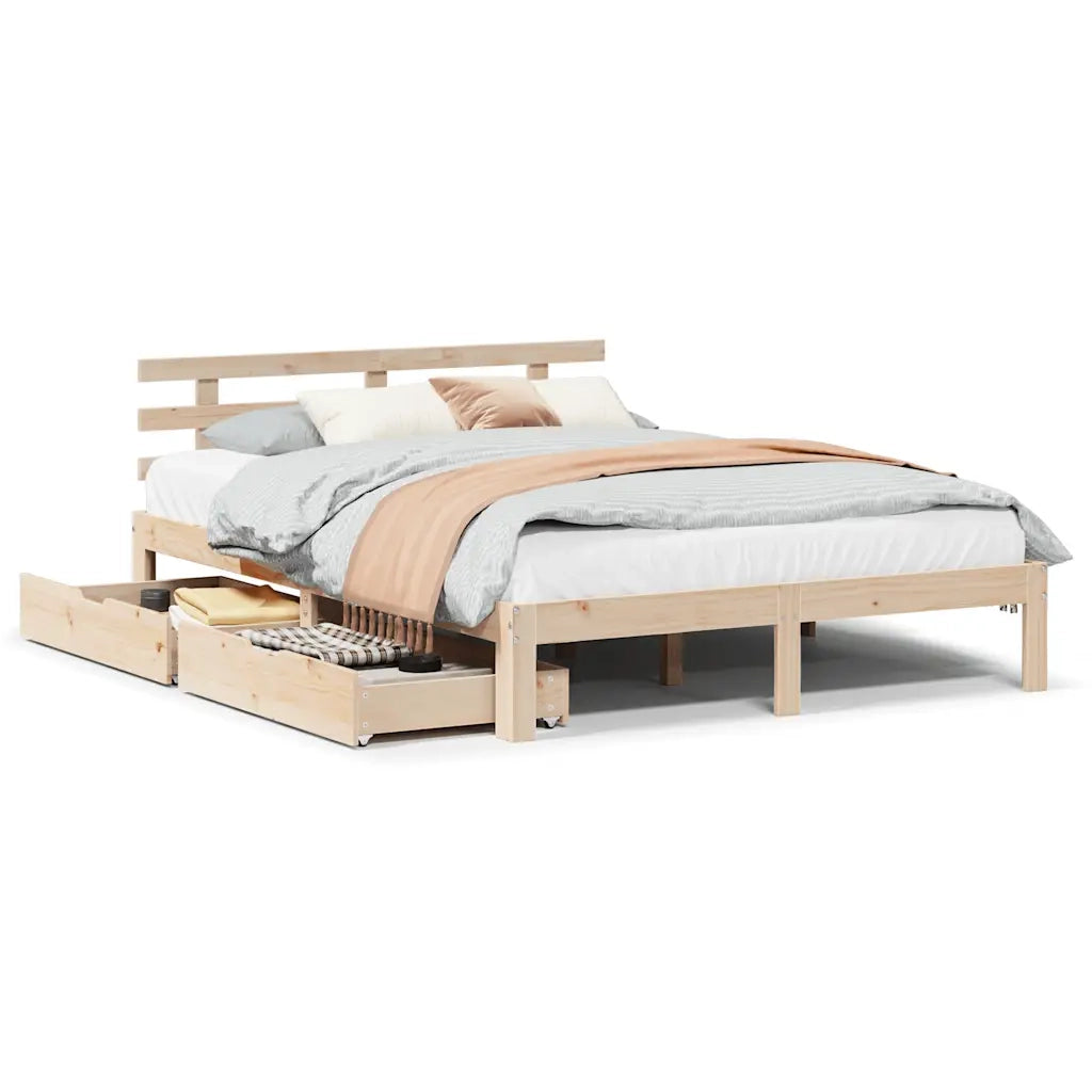 Giroletto con Cassetti 120x190 cm in Legno Massello di Pino