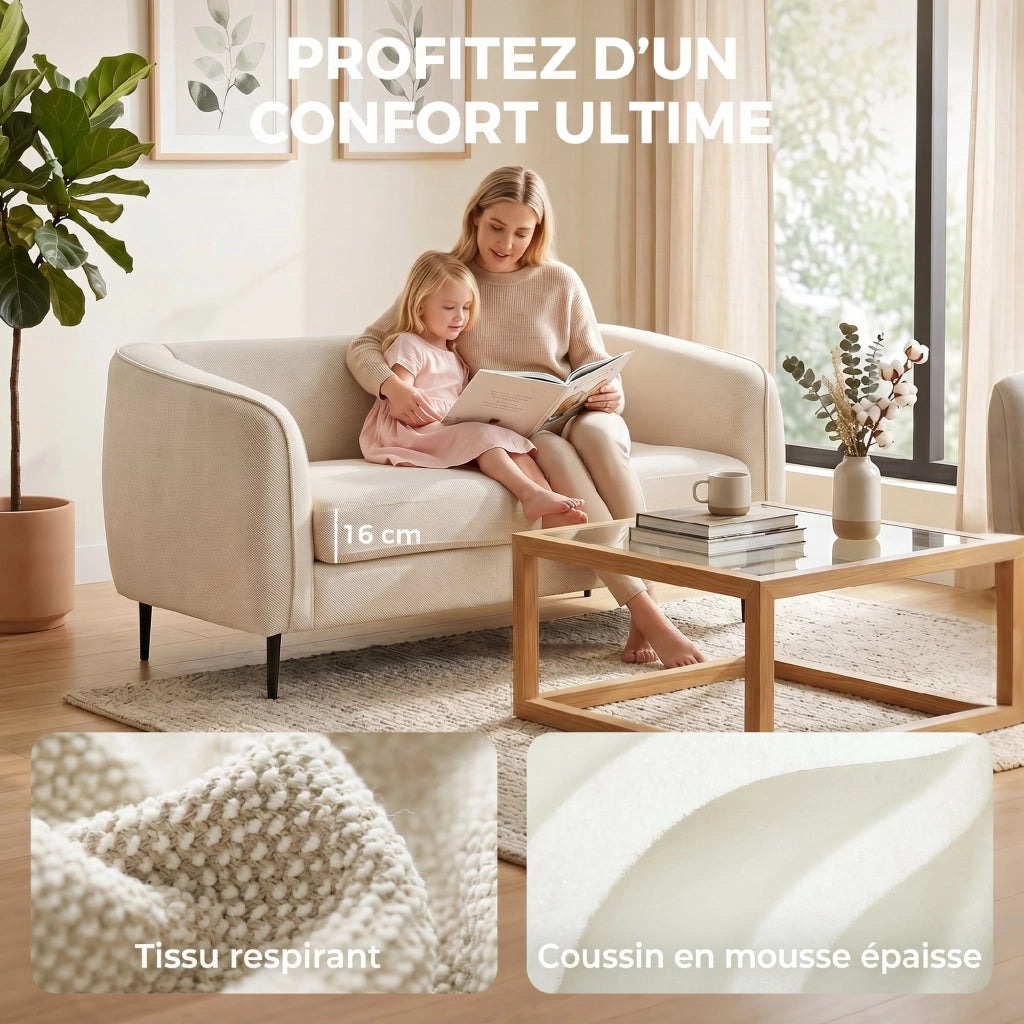 Divano 2 posti in velluto ¨C Xylo ¨C beige 160 cm con cuscini