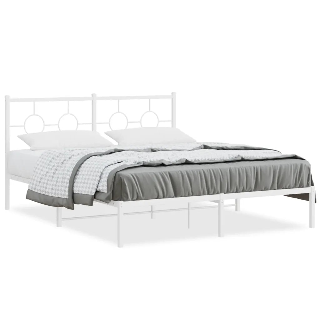 Giroletto con Testiera Metallo Bianco 150x200 cm 376277