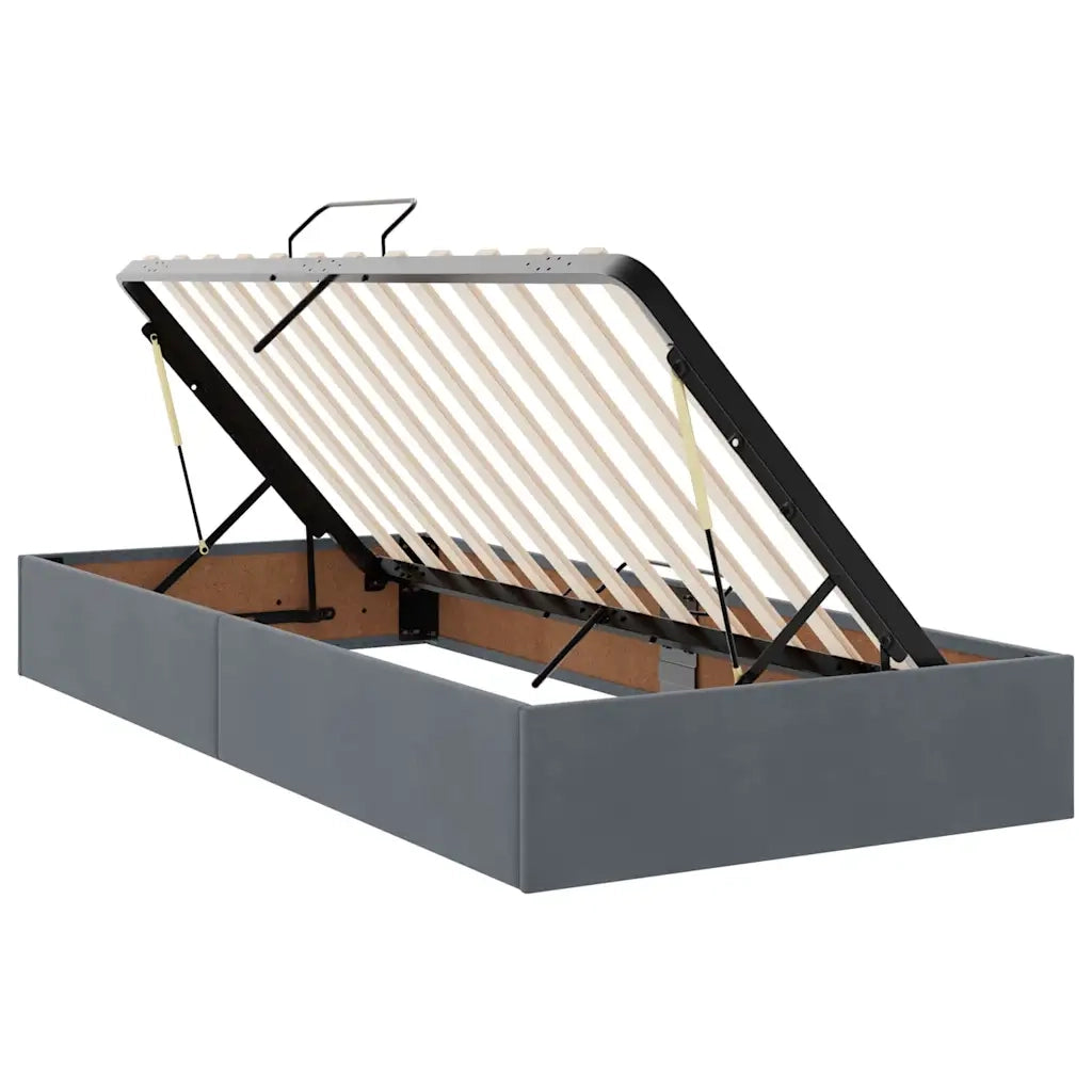 Letto con contenitore e LED Grigio scuro 90 x 200 cm Velluto