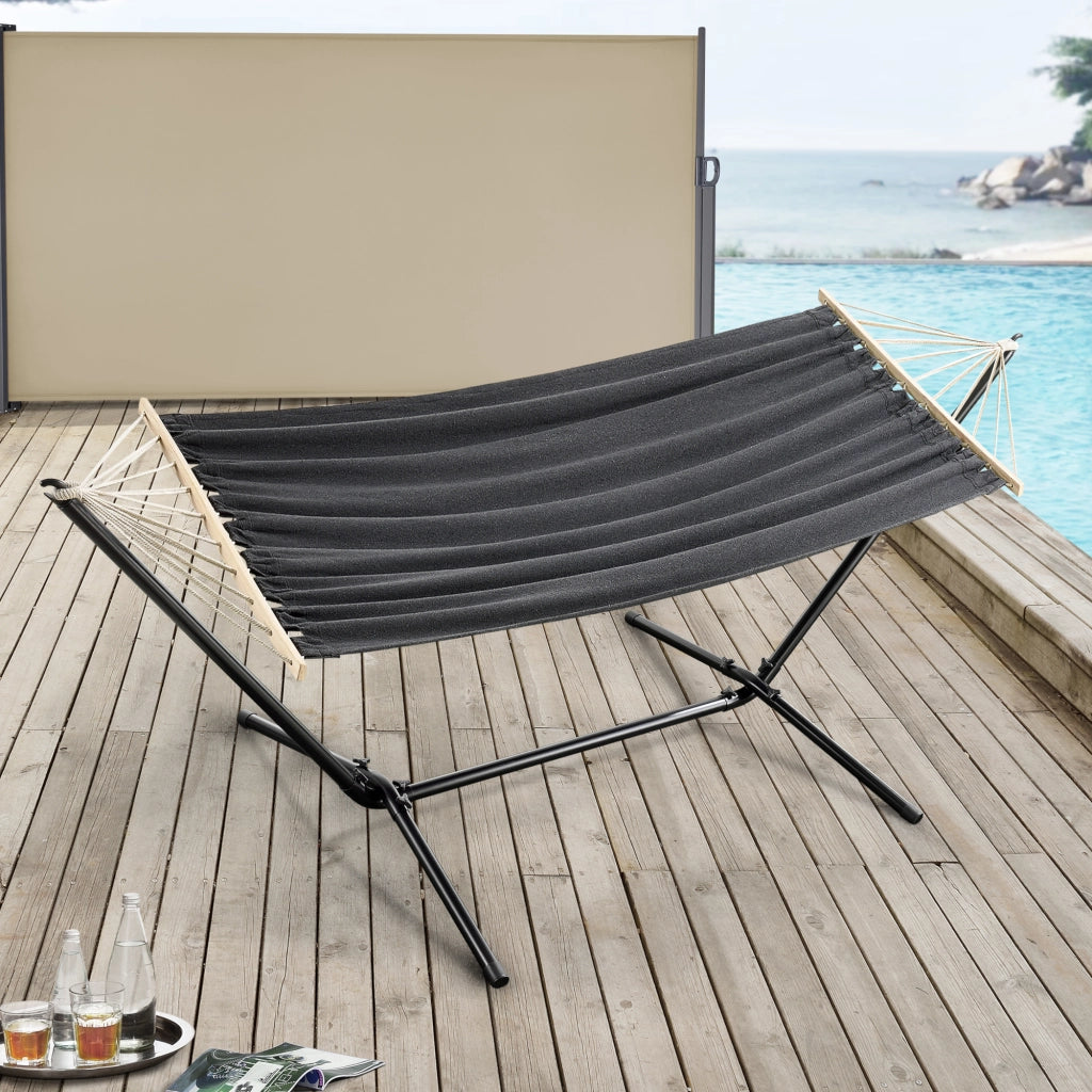 Amaca con Supporto in Acciaio con Telo 200 x 100 cm - Grigio Scuro [en.casa]
