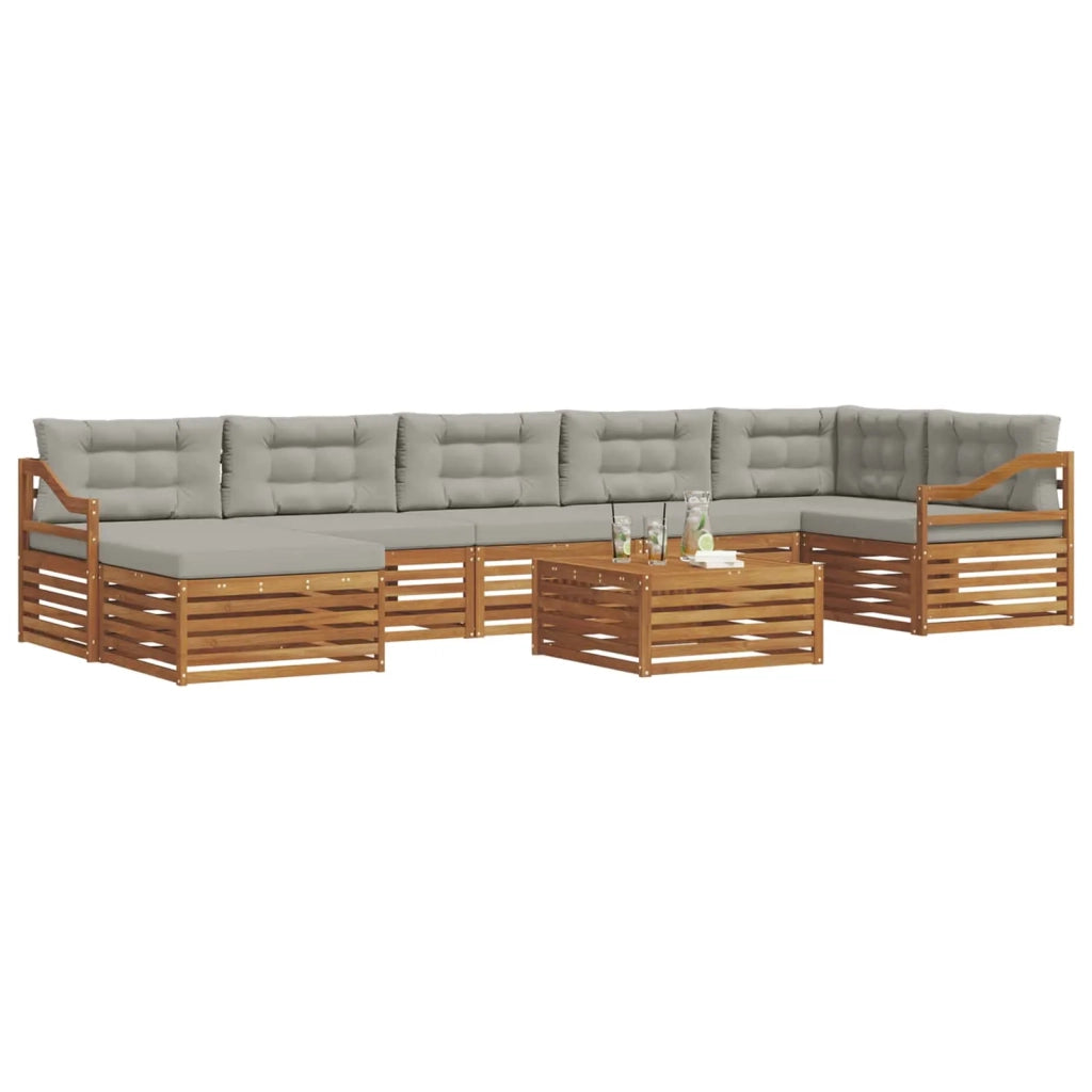Set di divani da esterno 8 pcs Grigio Naturale e Chiaro 3373876