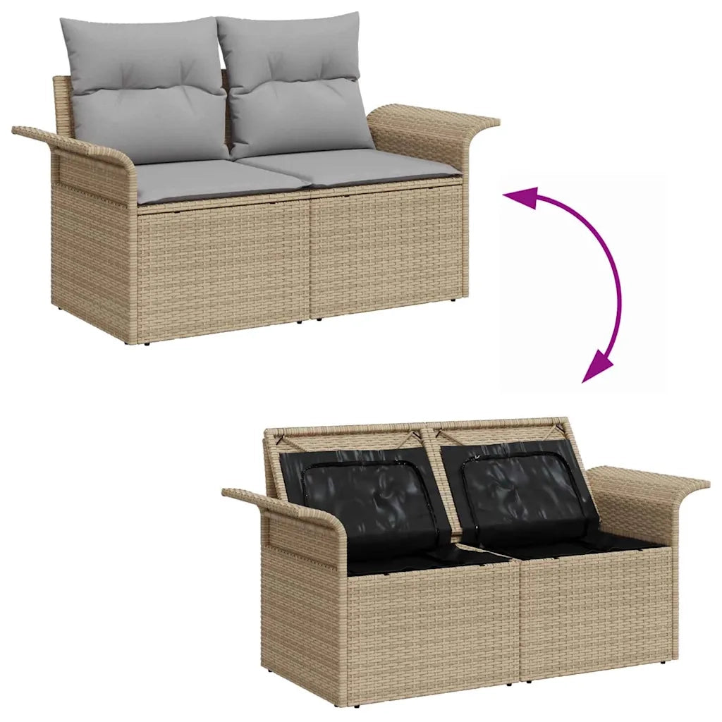 Set Divano da Giardino con cuscino 4 pz-Sofa da Giardino-Divanetto da esterno Beige Poly Rattan 872756