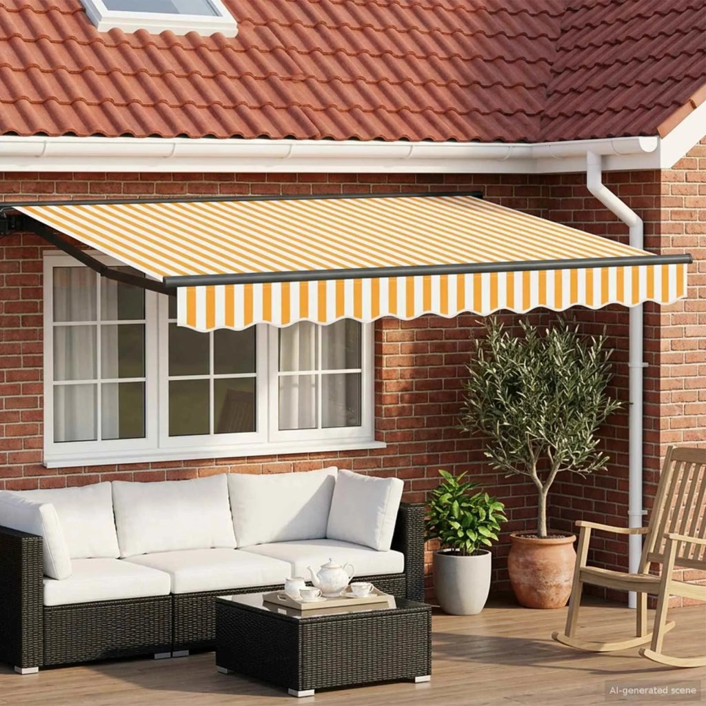 Cornice per Tenda Manuale con LED-Telaio per tendalino manuale 3,5 x 2,5 m 118938