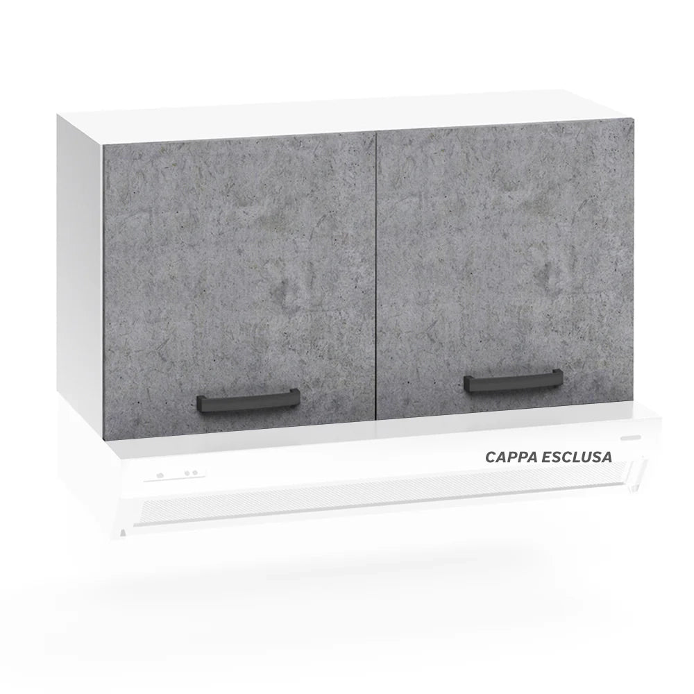 Pensile per cucina componibile da 90 cm con due ante, realizzata in legno 100% MADE IN ITALY colore Cemento