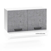 Pensile per cucina componibile da 90 cm con due ante, realizzata in legno 100% MADE IN ITALY colore Cemento