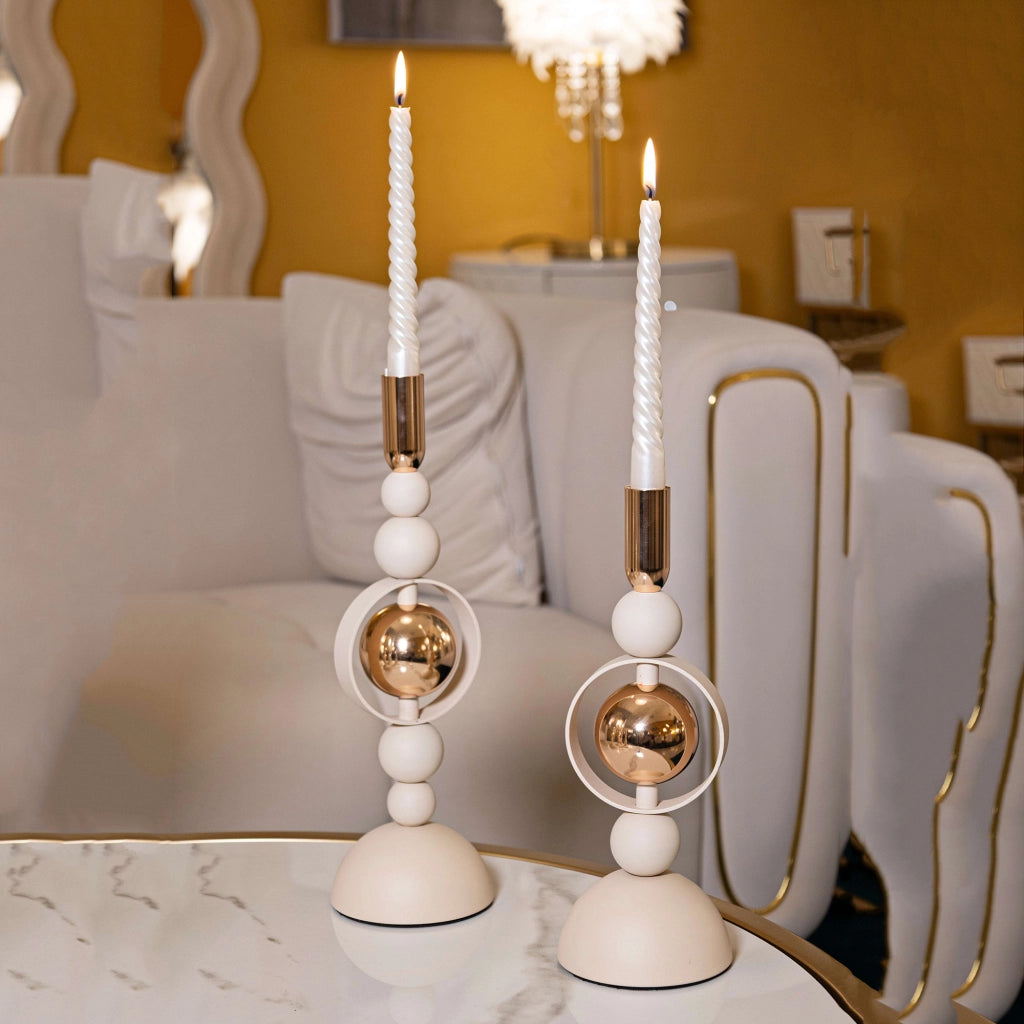 Fari, Portacandela set da 2, Bianco Crema
