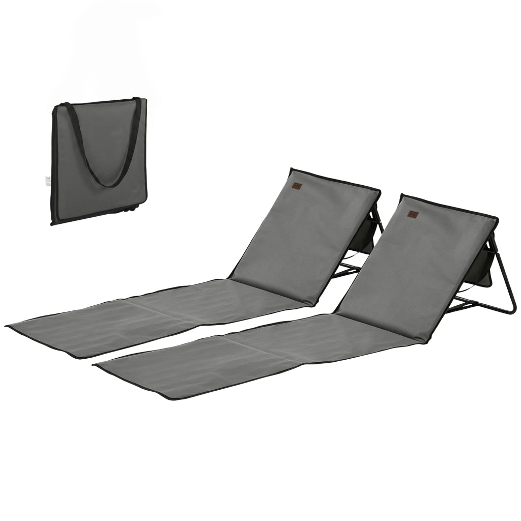 Lettino da Spiaggia Pieghevole ¨C Xylo ¨C Set 2 Pezzi con Schienale Reclinabile Grigio 142x51x40 cm