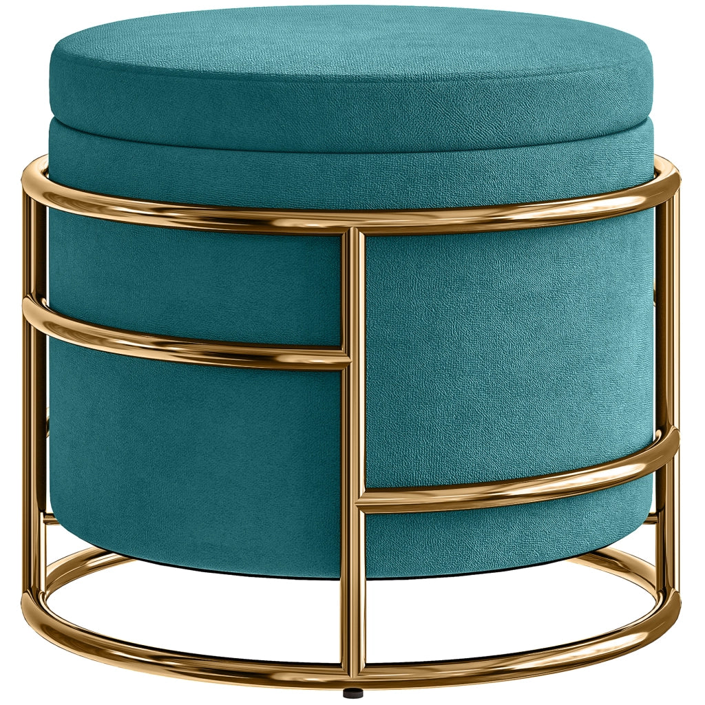 Pouf Contenitore Rotondo ¨C Xylo ¨C Velluto Verde ?42x39cm 24L