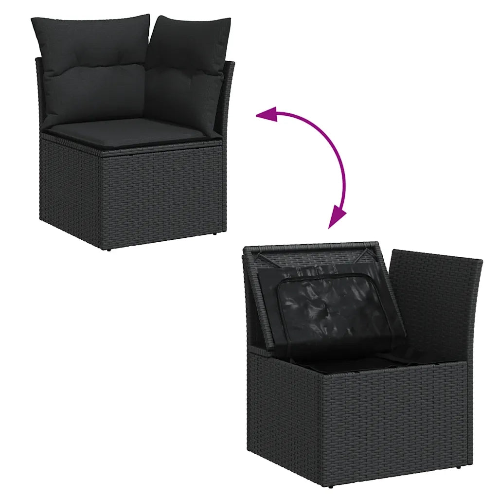 Set Divani da Giardino con Cuscini 7pz Nero Polyrattan 3327775
