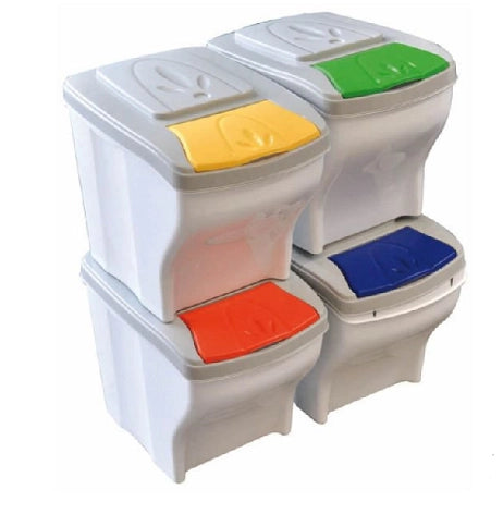 SET PATTUMIERA PER LA RACCOLTA DIFFERENZIATA 'POKER' Conf. 4 pezzi - cm 28x40x31h - BAMA