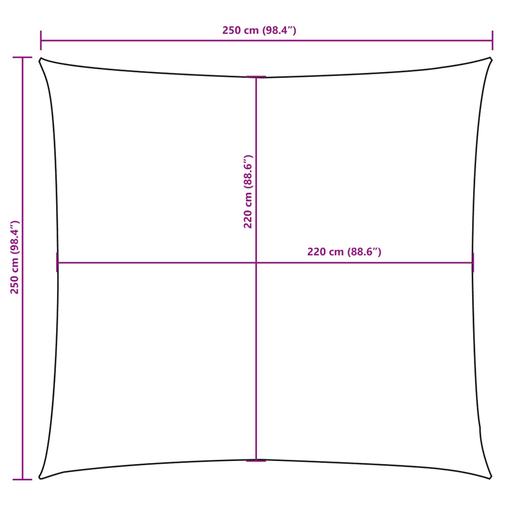 Vela Parasole-Telo Ombra-Vela Ombreggiante in Tela Oxford Quadrata 2,5x2,5 m Antracite