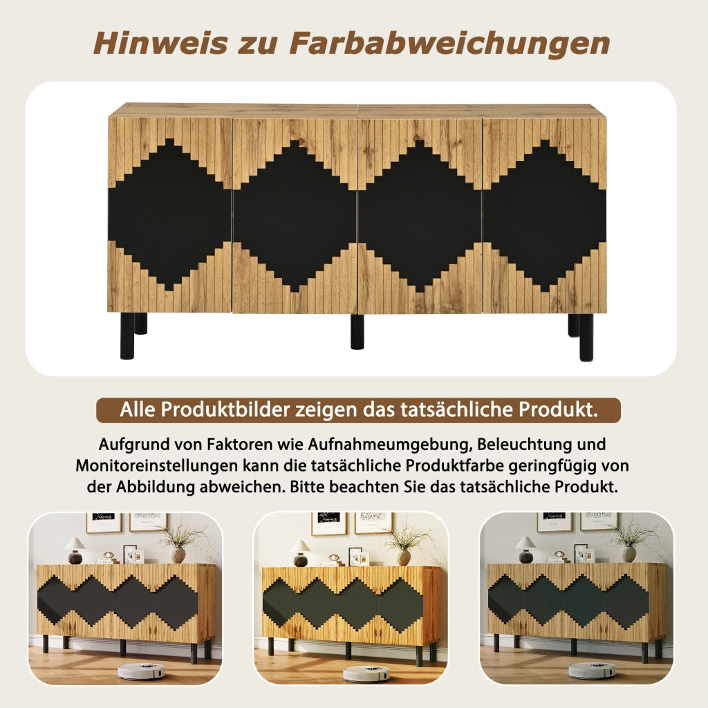 SIDEBOARD 140x40x70 cm MDF e Truciolare Naturale e Nero