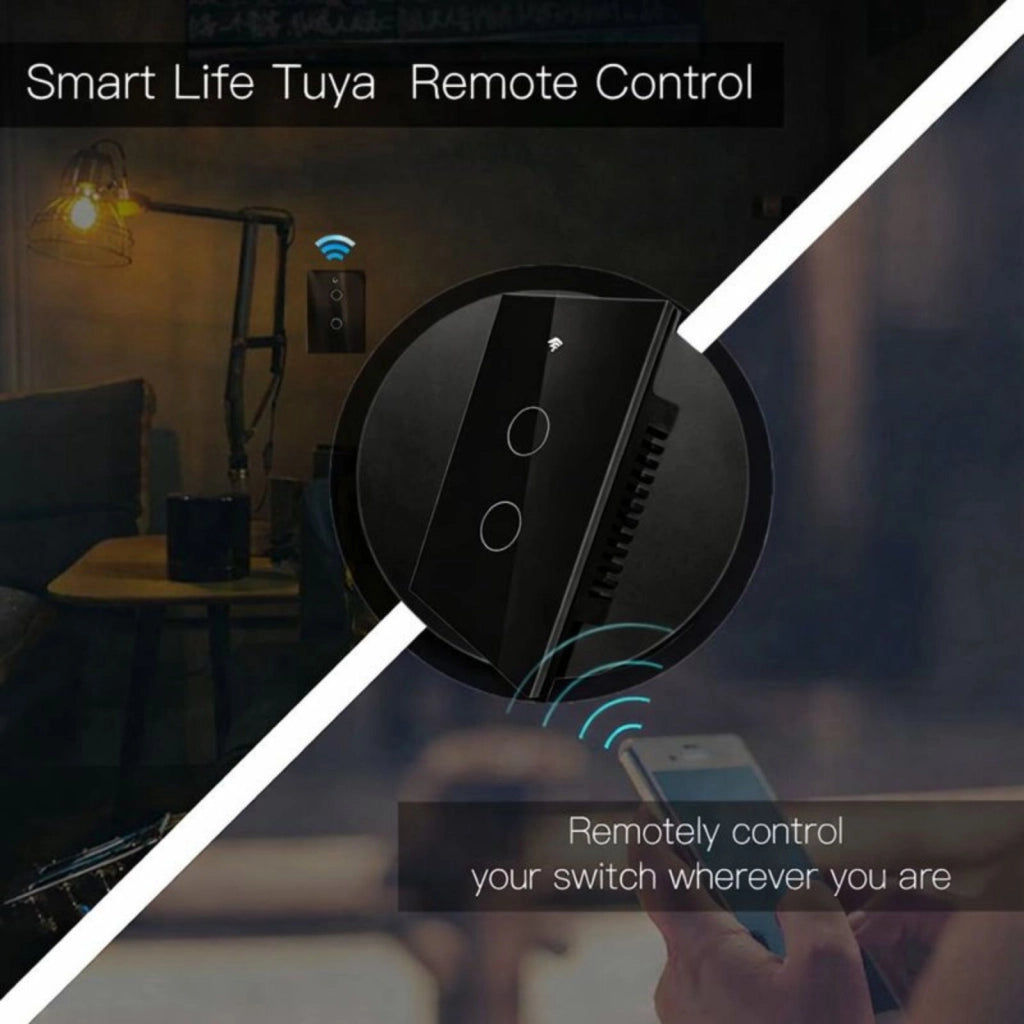 Interruttore Da Incasso Scatola 503, Touch Nero, WIFI 2.4G Matter, TUYA, Smart Life,Apple Home, Google Home, Alexa, SmartThings, 10A, AC 90-250V, 50/60HZ, 120X72X38mm, IP20,Disponibili 1,2,3 Tasti (2 Tasti)