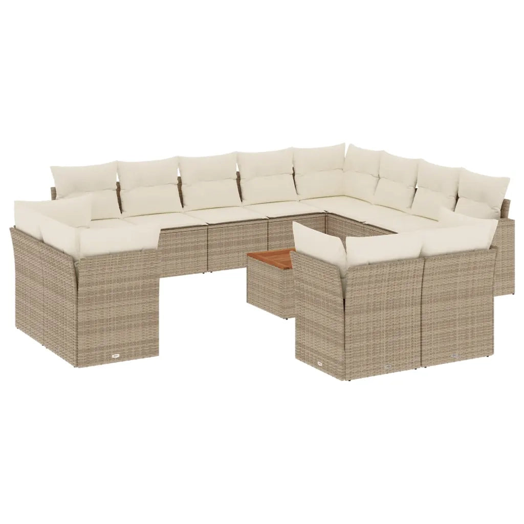 Set Divano da Giardino 13 pz con Cuscini Beige in Polyrattan 3223951