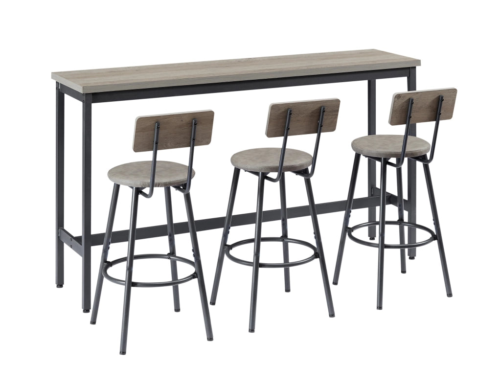 Set tavolo bar industriale con 3 sgabelli imbottiti