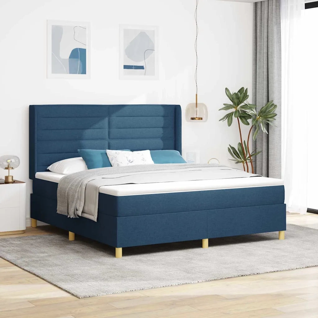 Letto a molle con materasso Blu 180 x 200 cm Tessuto