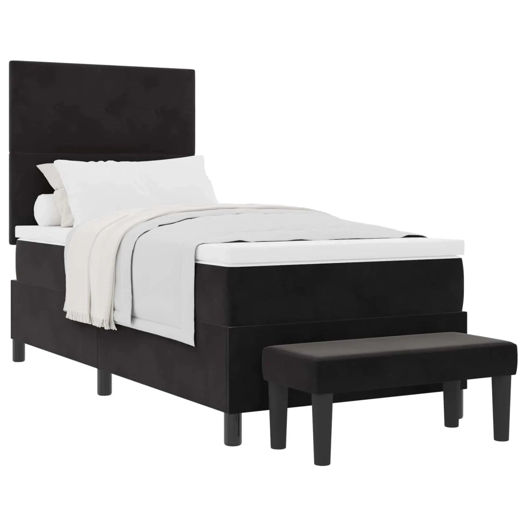 Letto a molle con materasso Nero 100 x 200 cm Velluto