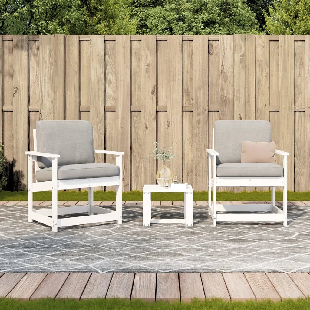 Set Salotto da Giardino 3 pz Bianco in Legno Massello di Pino 832631