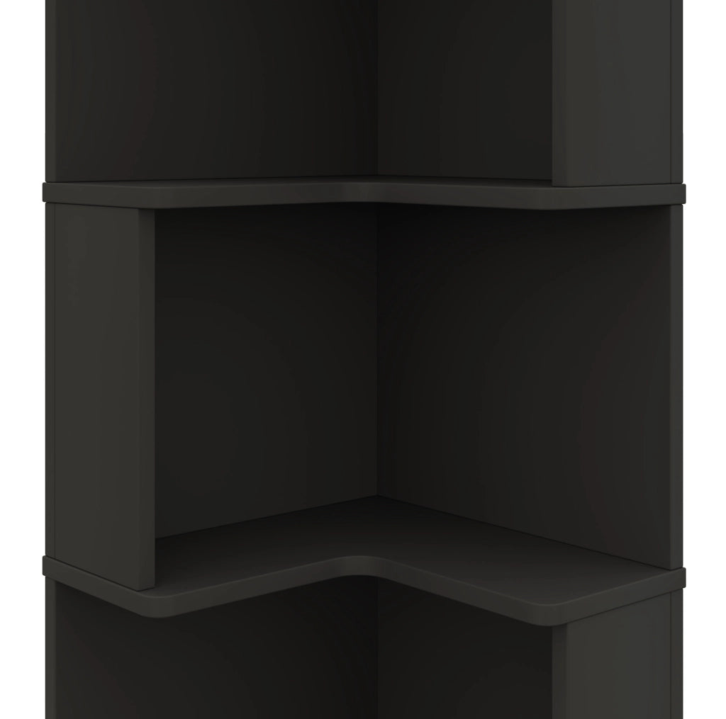 Libreria angolare 63.5x45x175 cm con luci LED a colore variabile; 5 ripiani in MDF nero