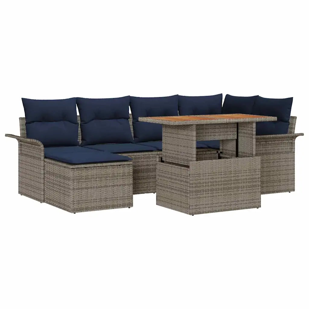 Set Divano da Giardino 7 pcs Grigio Poly Rattan 3358096