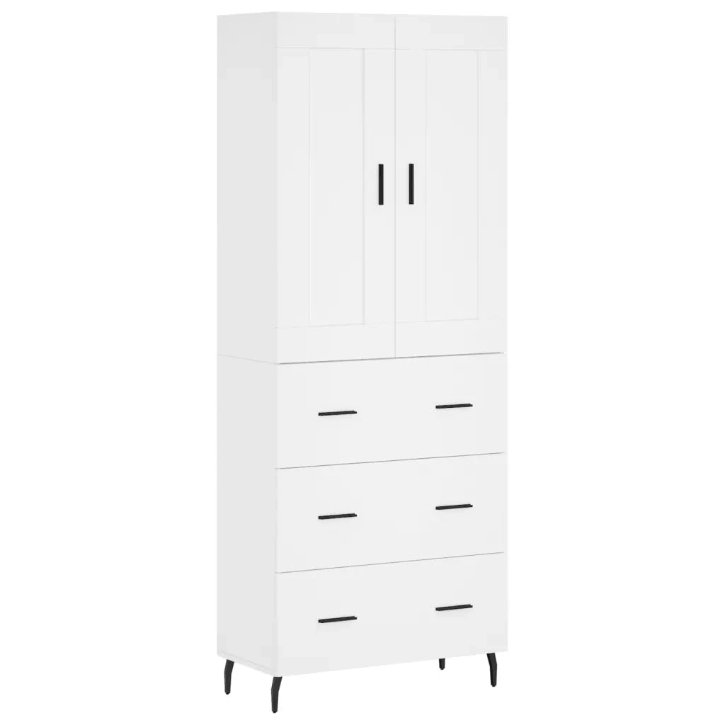 Credenza-Buffet-Armadio da cucina Bianca 69,5x34x180 cm in Legno Multistrato 817441
