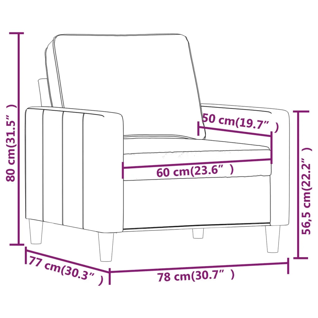 Poltrona Nero 60 cm Velluto 359184