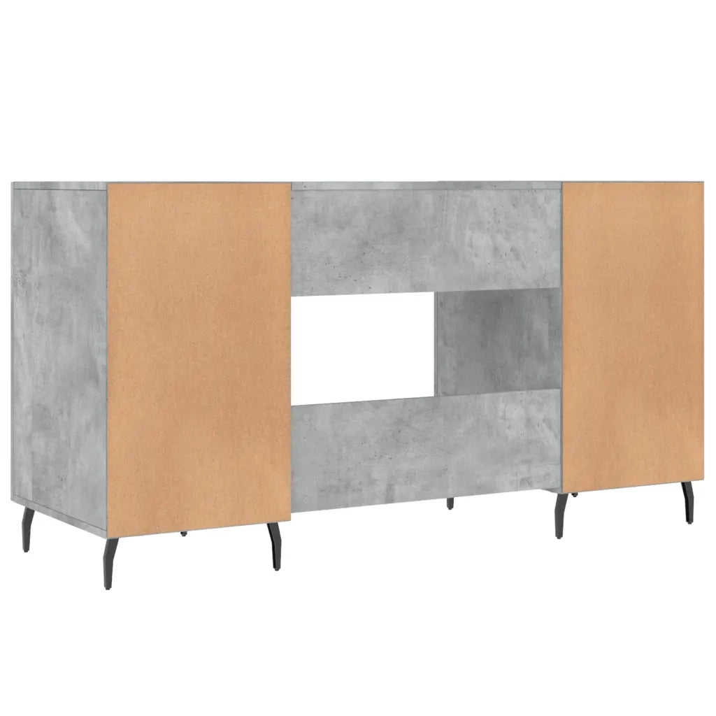 Scrivania | Tavolo da Ufficio Grigio Cemento 140x50x75 cm in Legno Multistrato