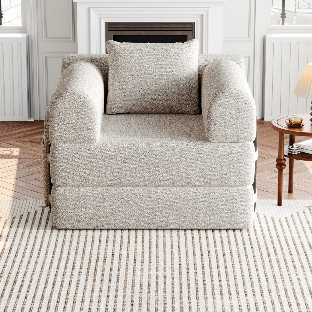 Divano Letto 2 in 1 con Vano Contenitore ¨C MINIMAL ¨C Chenille, Struttura in Metallo