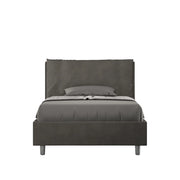 BS COM Letto una piazza e mezza senza rete imbottito 120x210 microfibra grigio