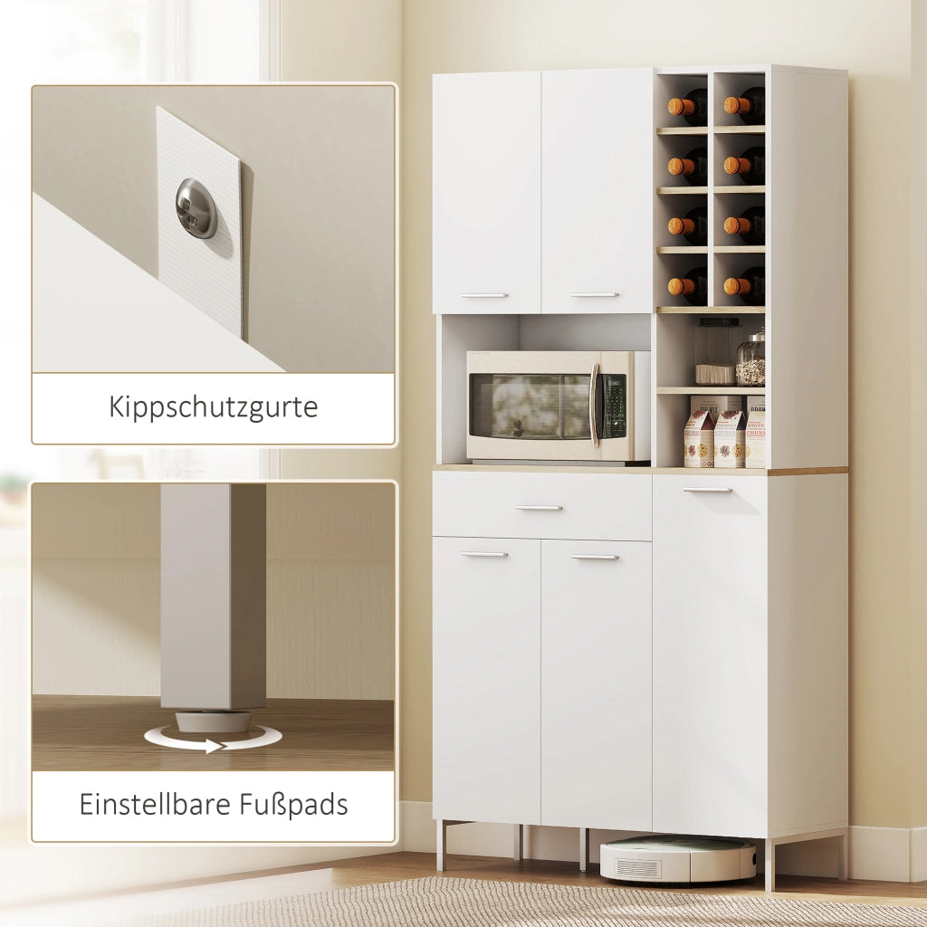 Armadio da Cucina con Ripiani Aperti, Fagottiera, Porte ¨C Minimal ¨C MDF Bianco 80x200x40