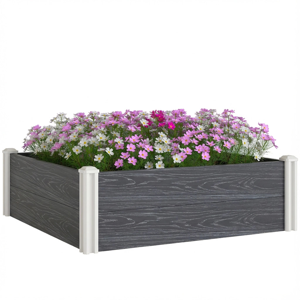 Letto da Giardino in Vinile con Fondo Aperto e Design a Incastro, 102x102x33 cm, Grigio Scuro
