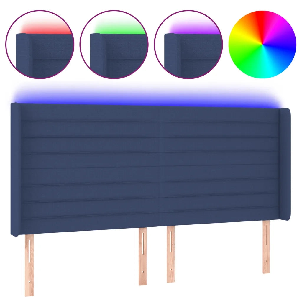 Testiera a LED-Testata con LED Blu 203x16x118/128 cm in Tessuto 239263