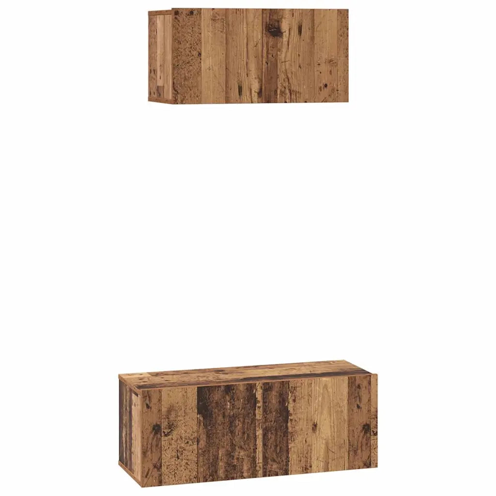 Set mobile TV 2 pz-Set di 2 Credenza per TV Legno vecchio Legno multistrato 761172
