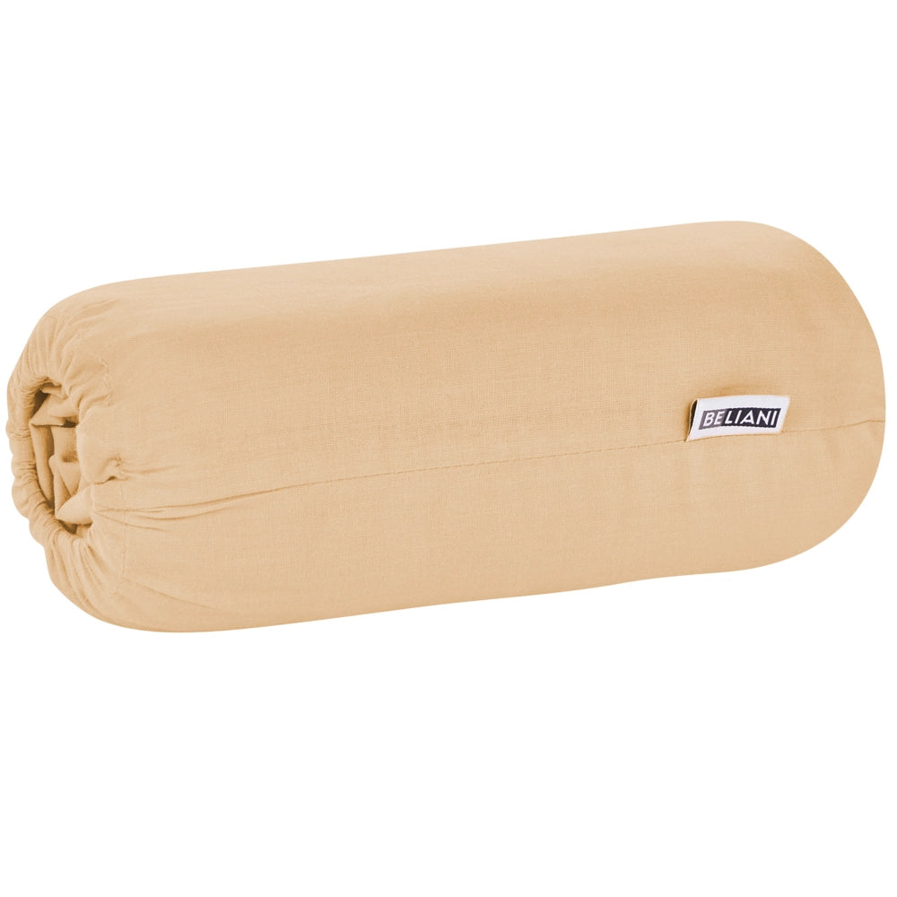 Lenzuolo con angoli cotone beige sabbia 160 x 200 cm con bordi elastici modello classico a tinta unita camera da letto classica
