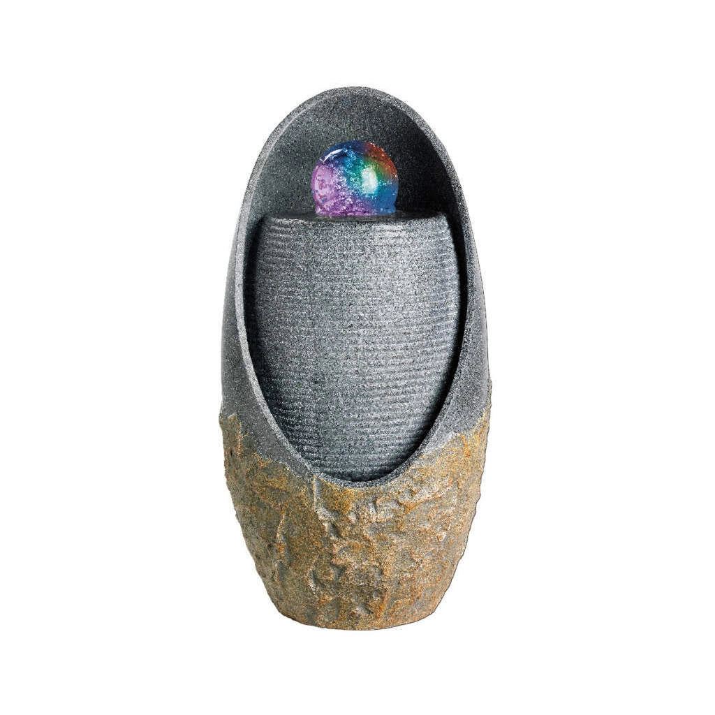 FONTANA CON SFERA 29X31XH59CM GRIGIA CON 9 LED SMD