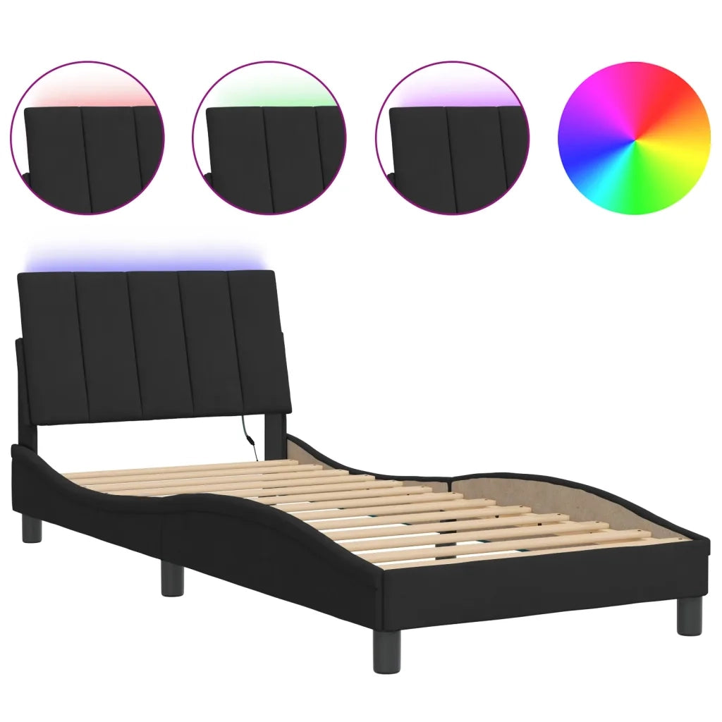 Giroletto con LED senza Materasso Hanko Nero 80x200 cm in Velluto 3213747